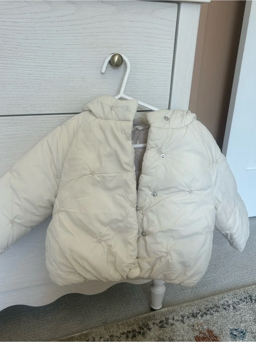Zara Cream Quilted Puffer Jacket for Kids